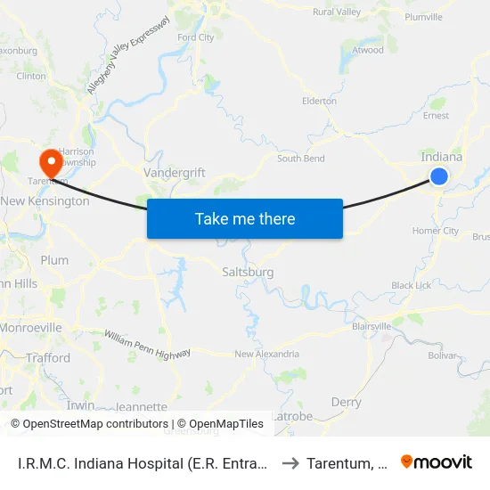 I.R.M.C. Indiana Hospital (E.R. Entrance to Tarentum, PA map