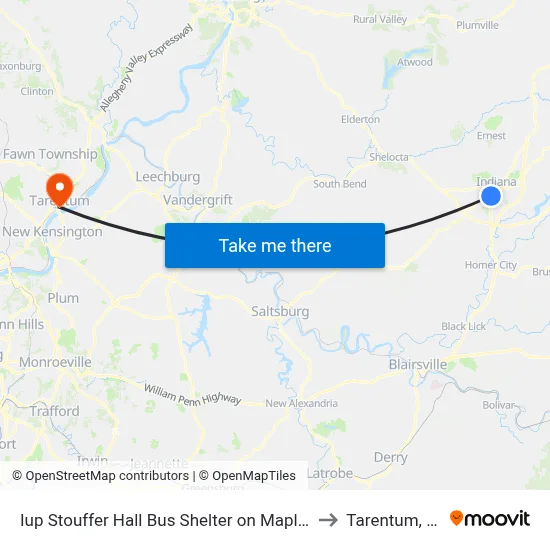 Iup Stouffer Hall Bus Shelter on Maple W to Tarentum, PA map