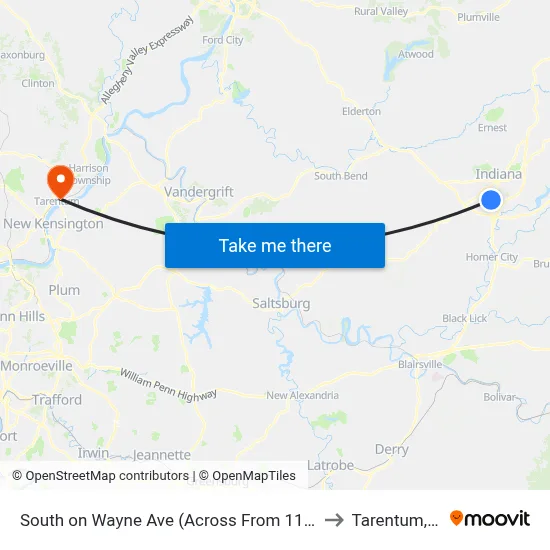 South on Wayne Ave (Across From 119 Prof to Tarentum, PA map