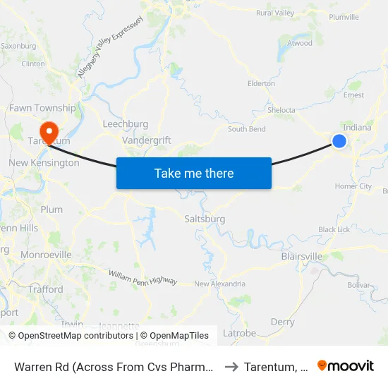 Warren Rd (Across From Cvs Pharmacy) to Tarentum, PA map