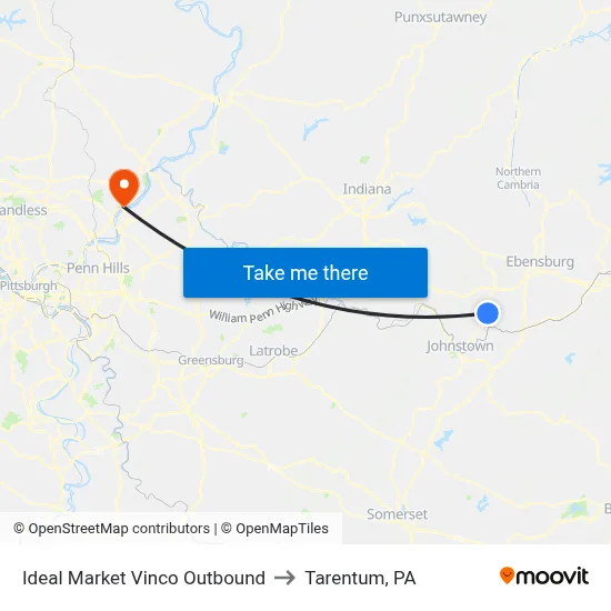 Ideal Market Vinco Outbound to Tarentum, PA map