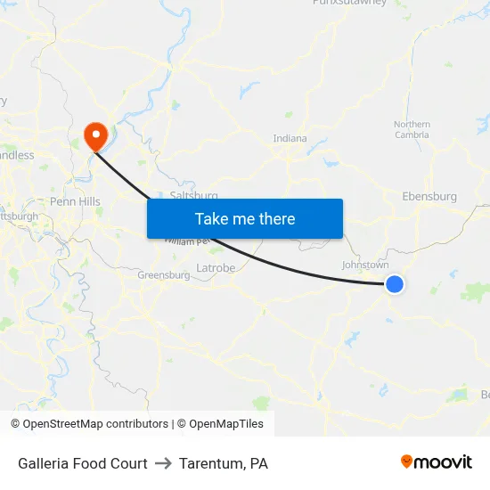 Galleria Food Court to Tarentum, PA map
