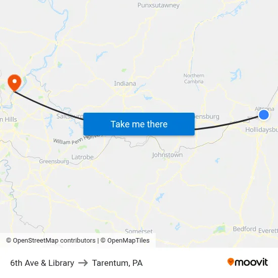 6th Ave & Library to Tarentum, PA map