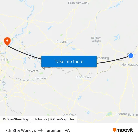 7th St & Wendys to Tarentum, PA map