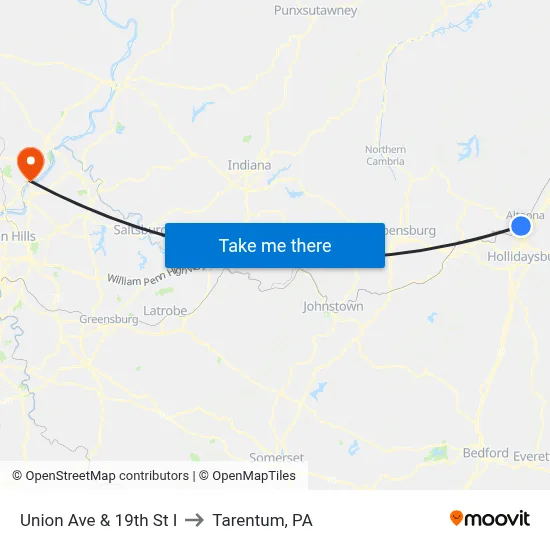 Union Ave & 19th St I to Tarentum, PA map