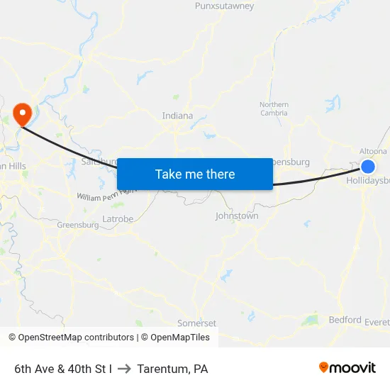 6th Ave & 40th St I to Tarentum, PA map