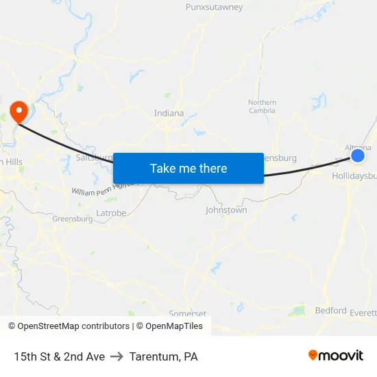 15th St & 2nd Ave to Tarentum, PA map