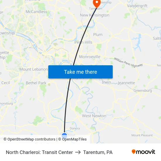 North Charleroi: Transit Center to Tarentum, PA map