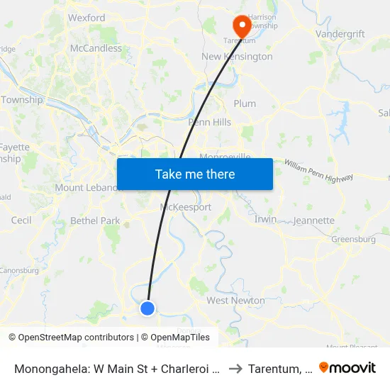 Monongahela: W Main St + Charleroi Feder to Tarentum, PA map
