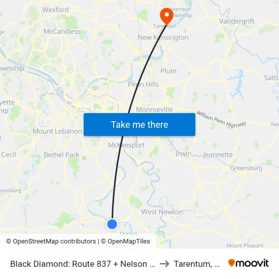 Black Diamond: Route 837 + Nelson St to Tarentum, PA map