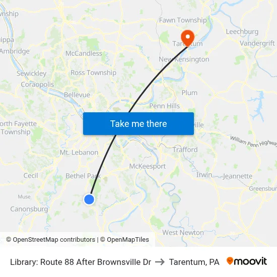 Library: Route 88 After Brownsville Dr to Tarentum, PA map