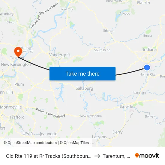 Old Rte 119 at Rr Tracks (Southbound) to Tarentum, PA map