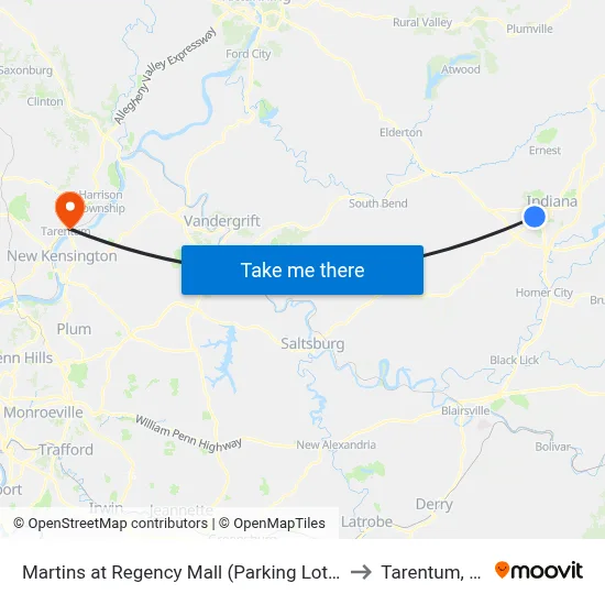 Martins at Regency Mall (Parking Lot Sid to Tarentum, PA map