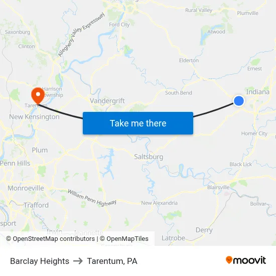 Barclay Heights to Tarentum, PA map