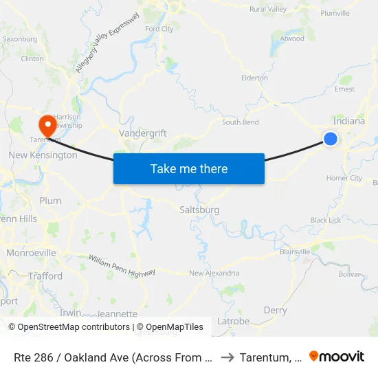 Rte 286 / Oakland Ave (Across From Aldis to Tarentum, PA map