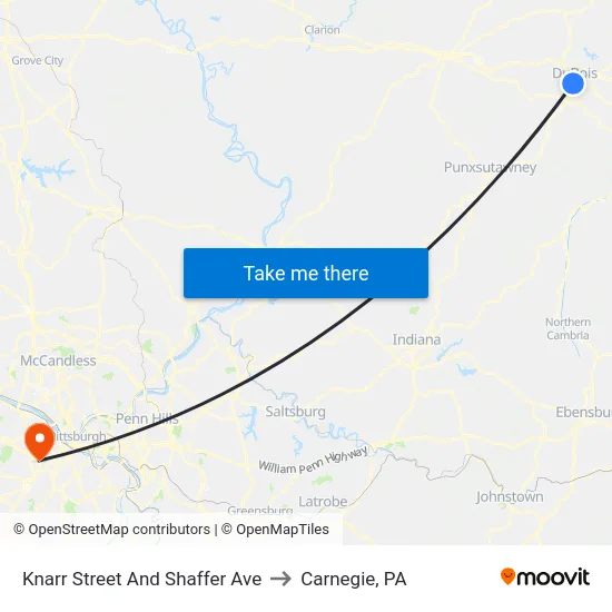 Knarr Street And Shaffer Ave to Carnegie, PA map