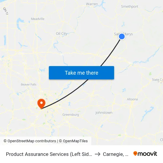 Product Assurance Services (Left Side) to Carnegie, PA map