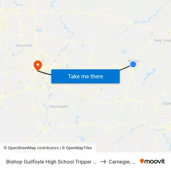 Bishop Guilfoyle High School Tripper Sto to Carnegie, PA map