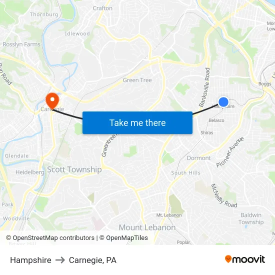 Hampshire to Carnegie, PA map