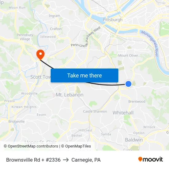 Brownsville Rd + #2336 to Carnegie, PA map