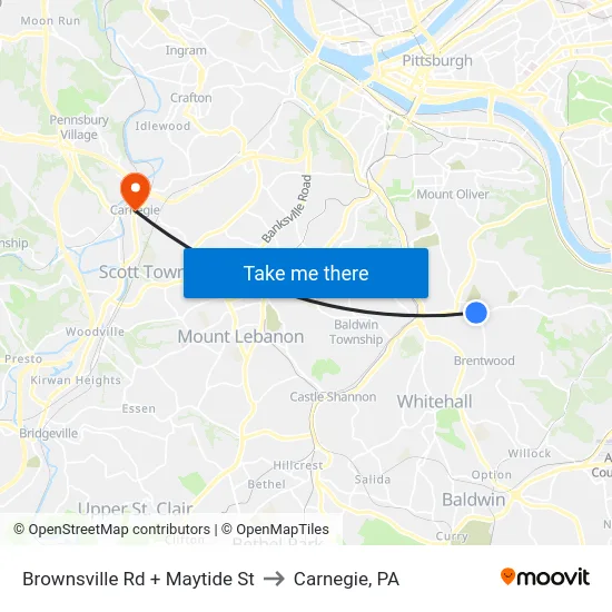 Brownsville Rd + Maytide St to Carnegie, PA map