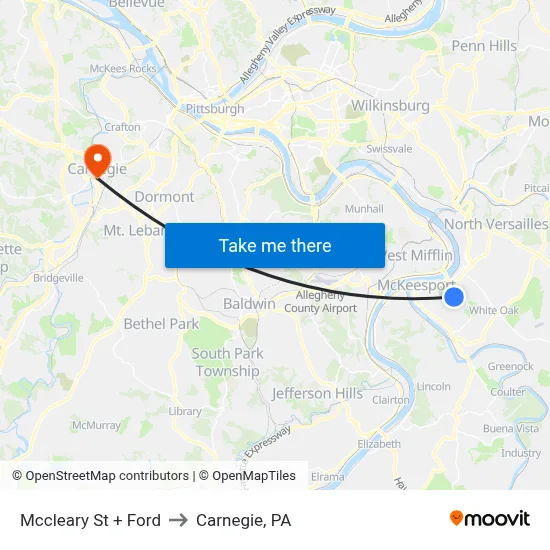 Mccleary St + Ford to Carnegie, PA map