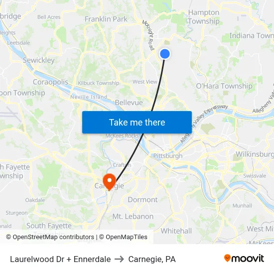 Laurelwood Dr + Ennerdale to Carnegie, PA map