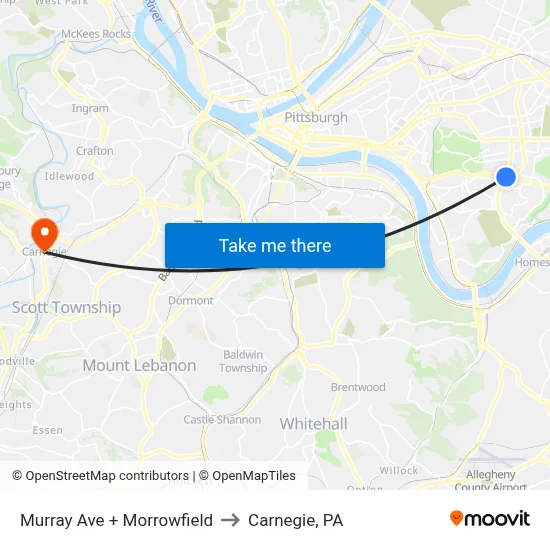 Murray Ave + Morrowfield to Carnegie, PA map