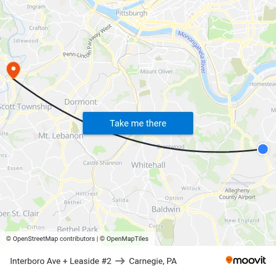 Interboro Ave + Leaside #2 to Carnegie, PA map