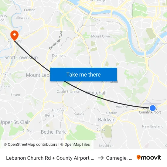Lebanon Church Rd + County Airport Ent to Carnegie, PA map