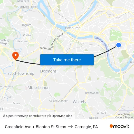 Greenfield Ave + Blanton St Steps to Carnegie, PA map