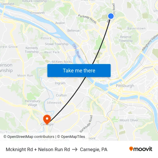 Mcknight Rd + Nelson Run Rd to Carnegie, PA map