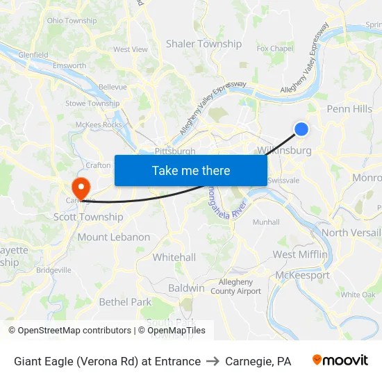 Giant Eagle (Verona Rd) at Entrance to Carnegie, PA map
