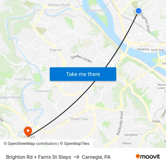Brighton Rd + Farris St Steps to Carnegie, PA map