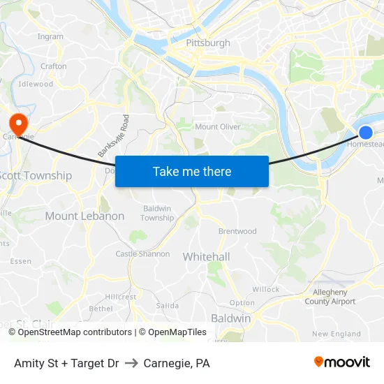 Amity St + Target Dr to Carnegie, PA map