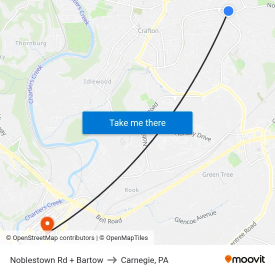 Noblestown Rd + Bartow to Carnegie, PA map