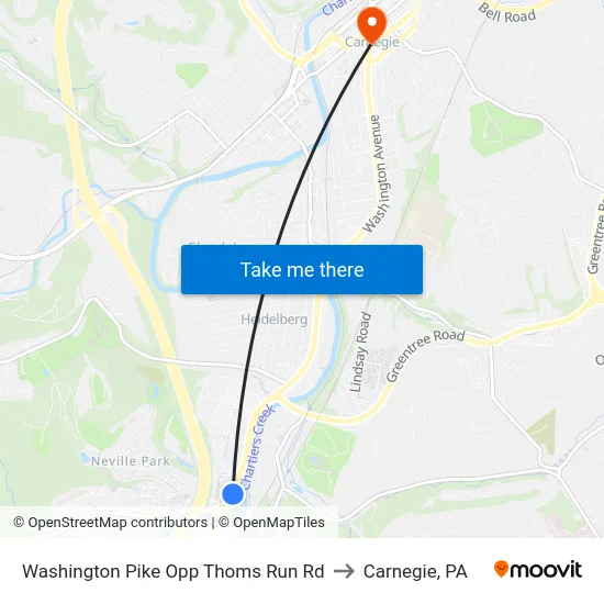 Washington Pike Opp Thoms Run Rd to Carnegie, PA map