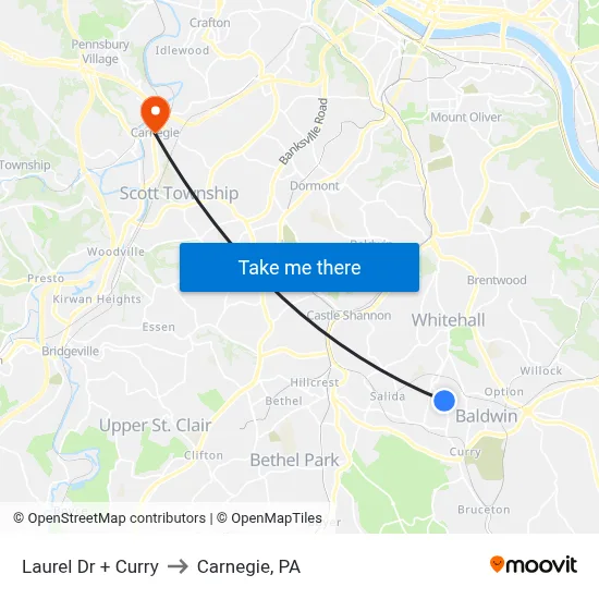 Laurel Dr + Curry to Carnegie, PA map