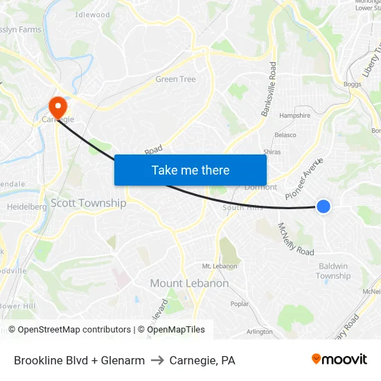 Brookline Blvd + Glenarm to Carnegie, PA map