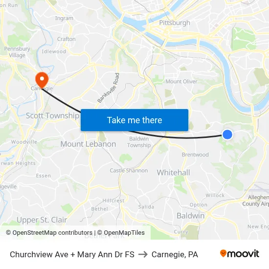 Churchview Ave + Mary Ann Dr FS to Carnegie, PA map