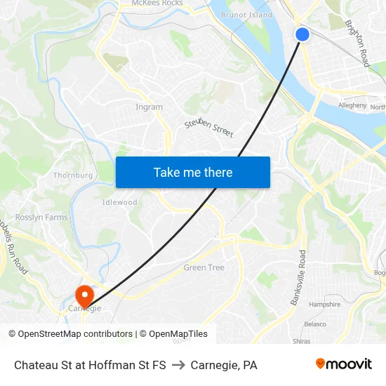 Chateau St at Hoffman St FS to Carnegie, PA map