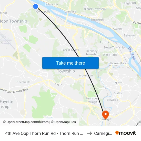 4th Ave Opp Thorn Run Rd - Thorn Run Park And Ride to Carnegie, PA map