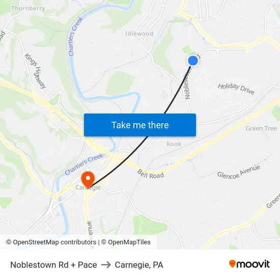 Noblestown Rd + Pace to Carnegie, PA map