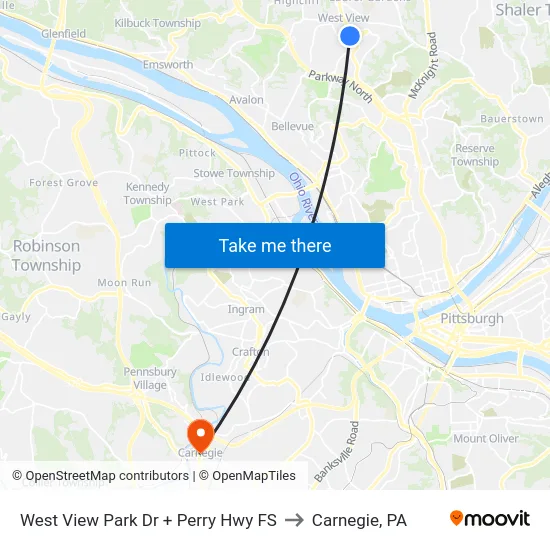 West View Park Dr + Perry Hwy FS to Carnegie, PA map