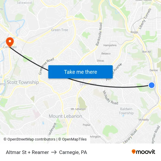 Altmar St + Reamer to Carnegie, PA map