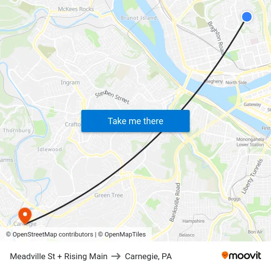 Meadville St + Rising Main to Carnegie, PA map