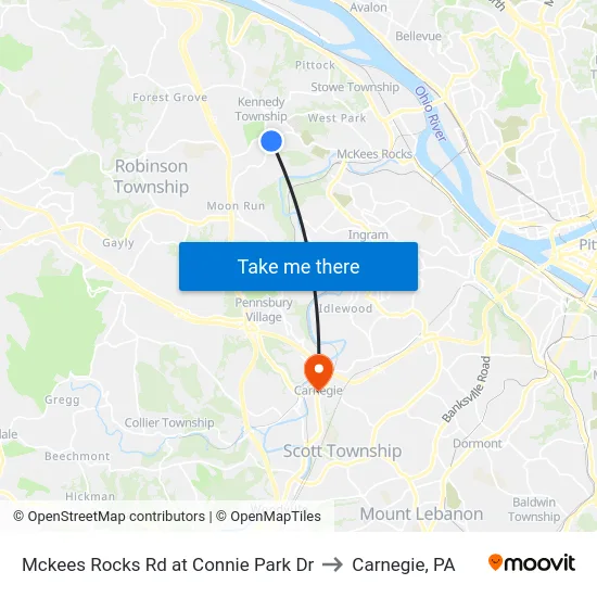 Mckees Rocks Rd at Connie Park Dr to Carnegie, PA map