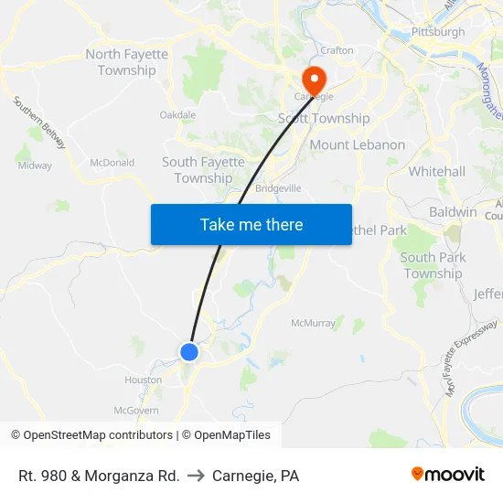 Rt. 980 & Morganza Rd. to Carnegie, PA map
