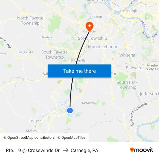 Rte. 19 @ Crosswinds Dr. to Carnegie, PA map