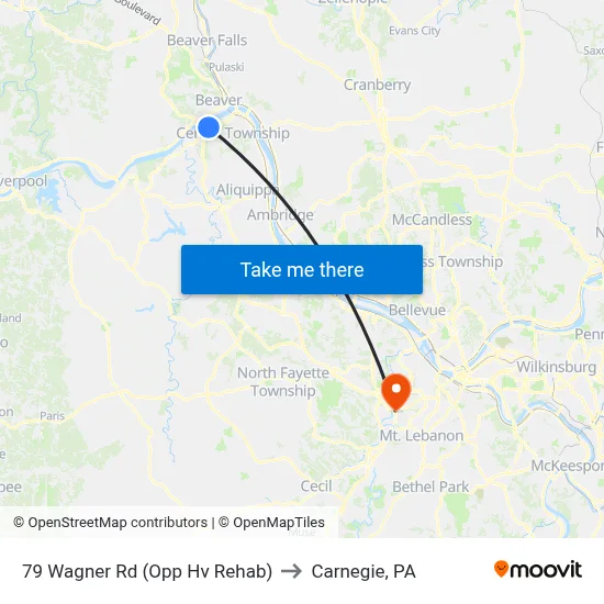79 Wagner Rd (Opp Hv Rehab) to Carnegie, PA map